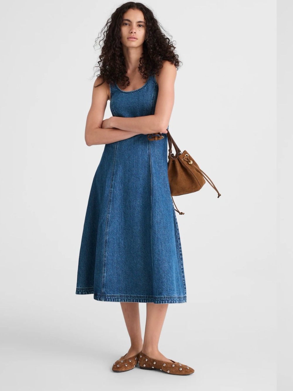 Madewell Denim Scoopneck Midi Dress in Canby Wash